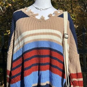 Striped Fringe Sweater